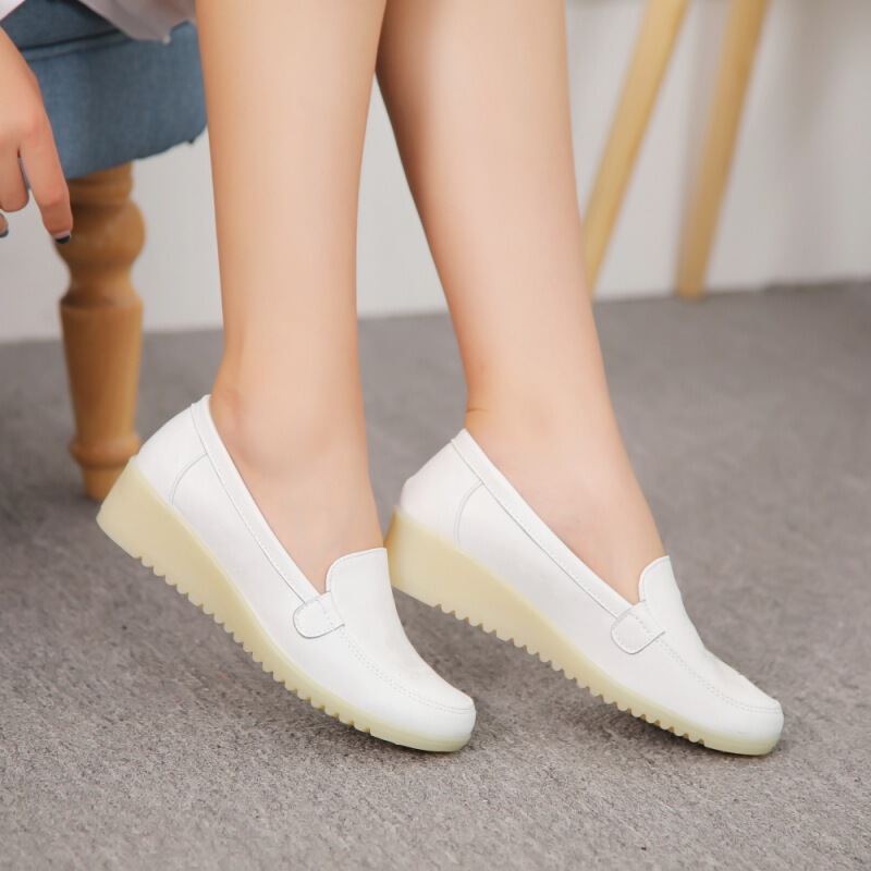 Nurses' Shoes White Women's Shoes Air Cushion Soft Sole Comfortable Breathable Not Tired Foot Non-slip Thick Sole Heightened Spring and Summer Medical Shoes