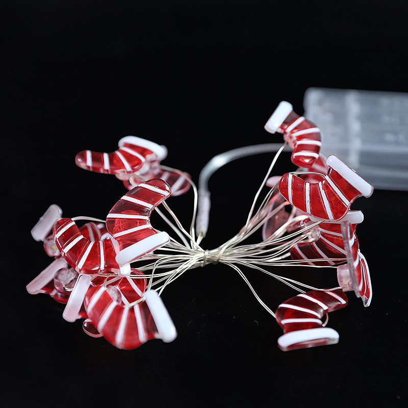 Lámpara de alambre de Navidad campana muletas muñeco de nieve calcetines luces decorativas Santa Claus dormitorio sala de estar cuerda de lámpara de alambre de cobre transfronteriza