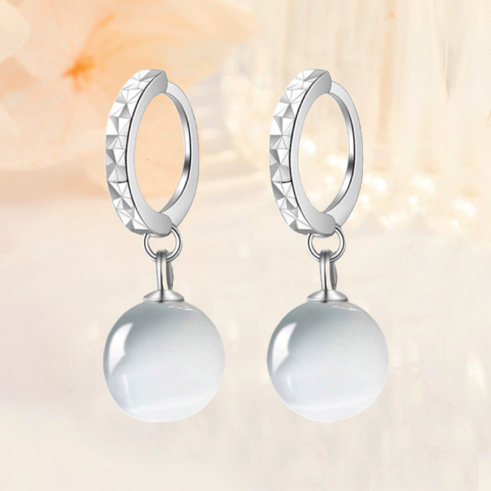 Cute universal fashionable earrings with tassels, 925 sample silver, cat's eye, Korean style