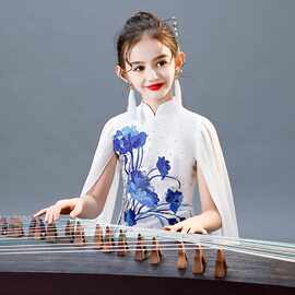 儿童古筝演出服2026新款夏季中国风水袖荷花女童旗袍走秀表演汉服