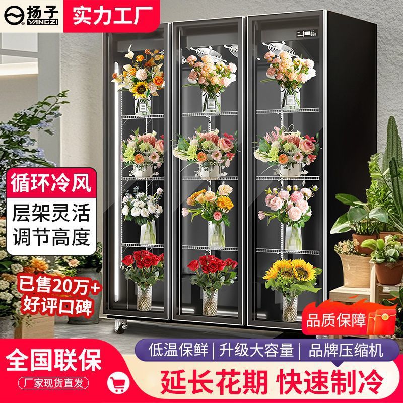 Yangzi Flower Preservation Cabinet Air-Cooled Frost-Free Flower Shop Special Preservation Freezer Two-Door Three-Door Refrigerated Cabinet Display Cabinet