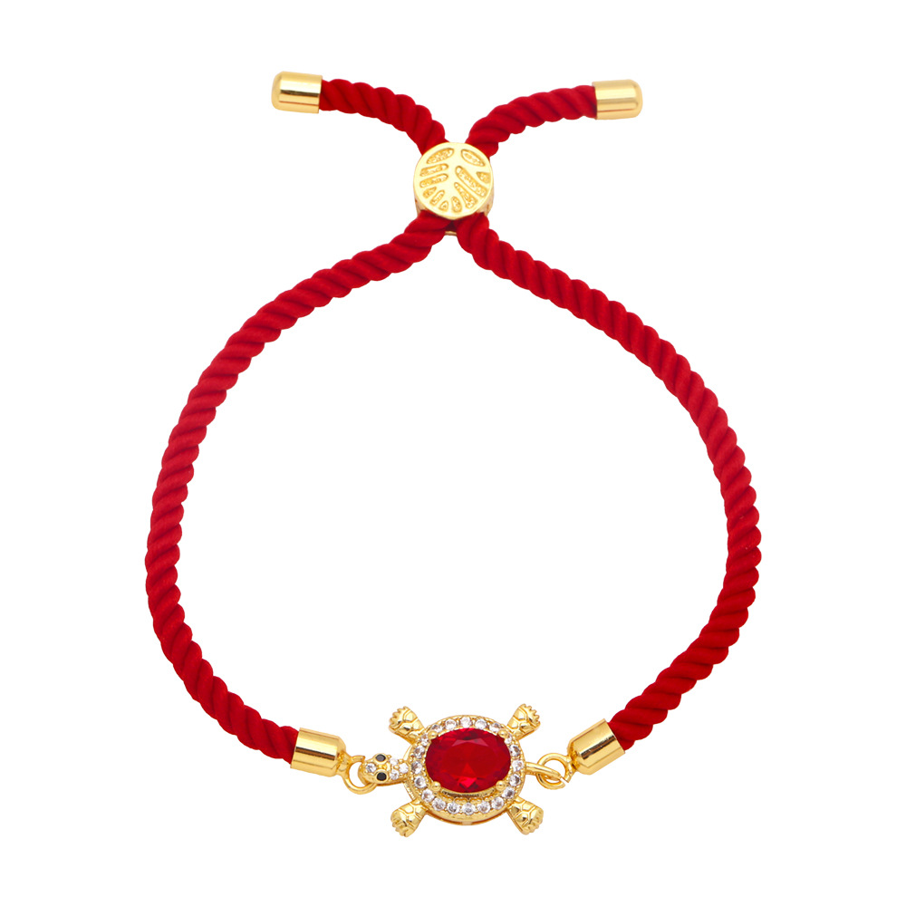 Fashion Female Cute Turtle Simple Handmade Woven Color Zircon Copper Bracelet