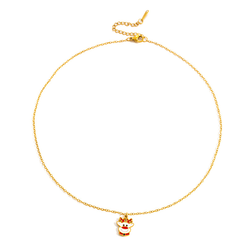6g Weight 0.03µm Gold Plating Thickness Electroplated Gold Plating Process Golden Plated Plating Material 201 Stainless Steel Pendant Material Pendant Necklace Classification 201 Stainless Steel Chain Material cable chain Chain Type 1 Piece Quantity Holiday, Daily Occasion 201 Stainless Steel Material Santa Claus, Christmas Socks Pattern Women's Gender Cute Style Plating Craft Fashionable Stainless Steel Christmas Cartoon Deer Necklace Creative Design Lockbone Chain Luxury Style Titanium Jewelry For Women 19