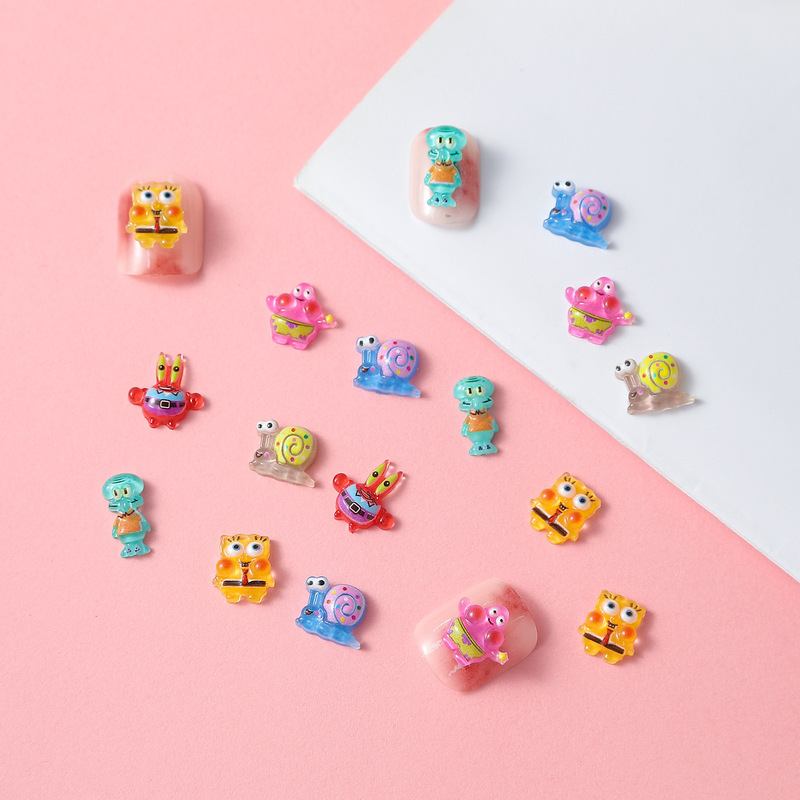 Popular online popular sponge baby cartoon nail accessories cute Pie star crab boss snail diy resin accessories Popular online popular sponge baby cartoon nail accessories cute Pie star crab boss snail diy resin accessories