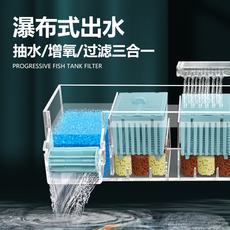 金魚鉢亀かめ濾過箱三合一増酸素フィルタ上濾過壁掛け滴流箱内蔵トップ浄水器|undefined