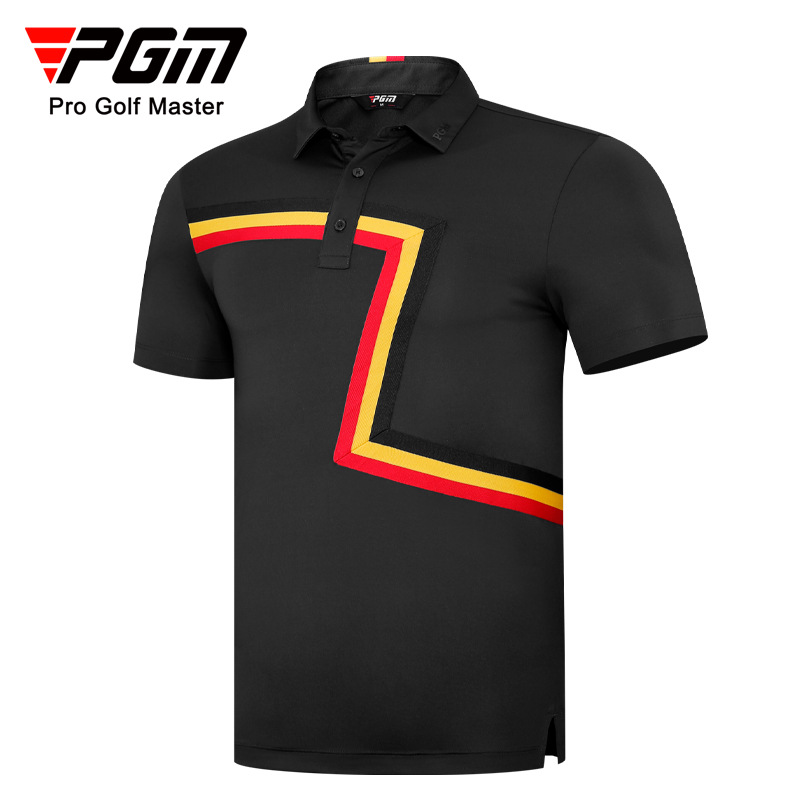 Áo thun nam polo ngắn tay PGM phối màu tương phản mùa hè — KUZ158-Quần kaki, KUZ158-Quần màu xanh hải quân, YF579-Áo màu đen, KUZ158-Quần Trắng