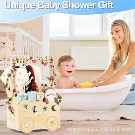 跨境木质婴儿淋浴玩具收纳筐新生儿礼品包装收纳架创意多功能支架