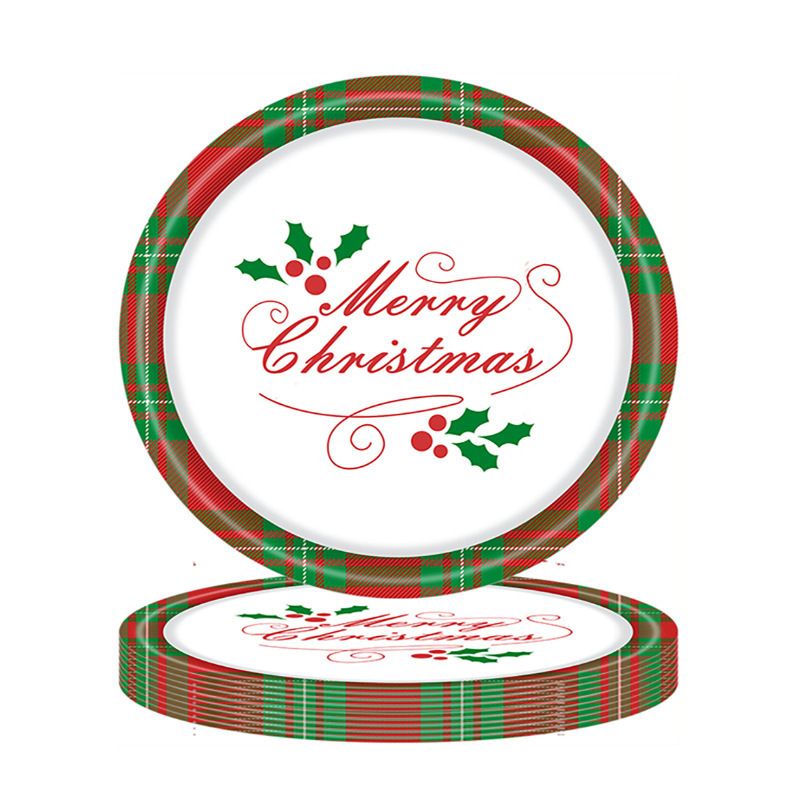 Merry christmasサンタクロースクリスマスツリーパーティーテーマ使い捨て紙皿紙コップティッシュ食器|undefined