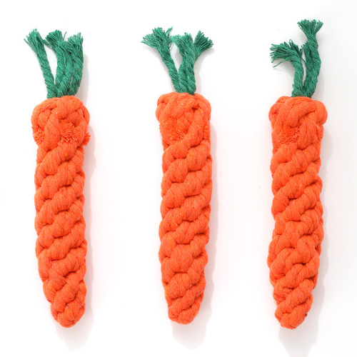 Manufacturer wholesale hand-woven cotton rope carrot Hawo dog chewing rope pet supplies rope knot toys