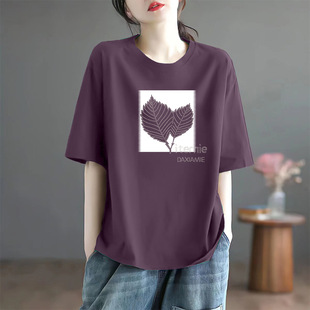 2025 New Short Sleeve T-shirt Women's Summer Loose plus size chubby girl Slim Belly Covering Top Half Sleeve Base Shirt