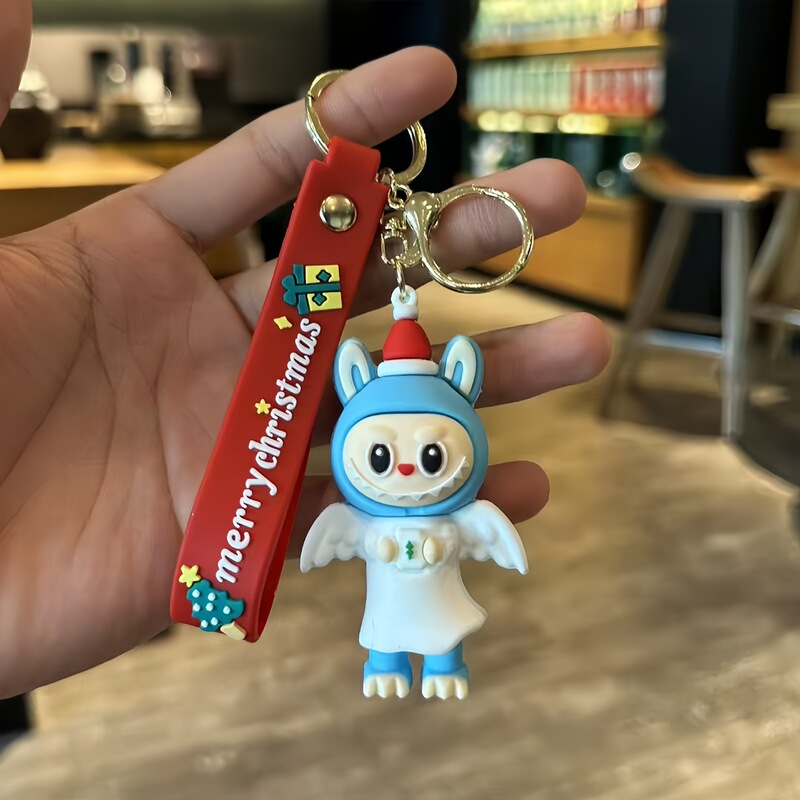 拉布布钥匙扣挂件圣诞节拉布布盲盒公仔卡通软胶labubu汽车钥匙链|undefined