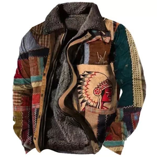 Cross-border en stock bolsillo de costura lateral engrosada casual cremallera suelta Lobo marrón Chaqueta de algodón de manga larga para hombres jóvenes
