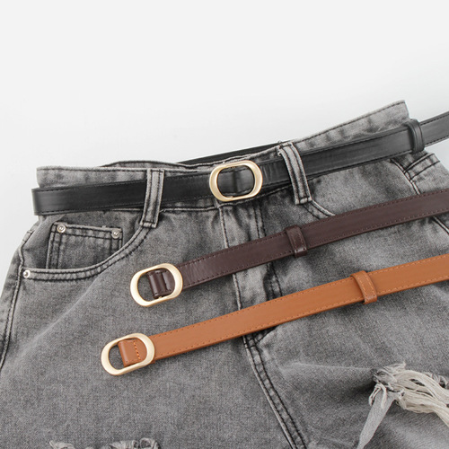 Small belt women's ins style jeans belt thin fashion versatile non-hole men's belt decoration retro women's trend