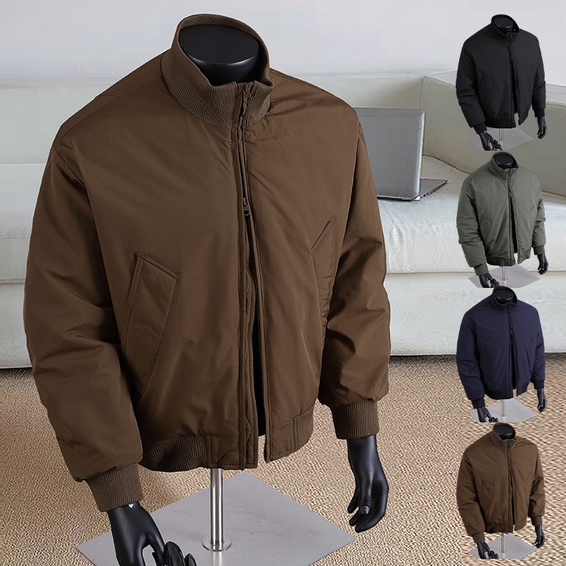 跨境外贸户外立领休闲棉衣男飞行商务保暖夹克男棉服情侣棒球领棉