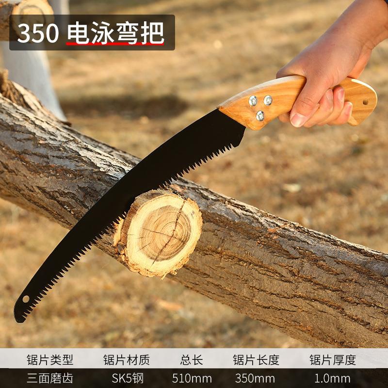 Sierra curva con mango de madera, sierra de mano, tala, sierra de cintura, herramienta de carpintería, manija curva, 350mm, sierra de poda de jardín con vaina, electroforesis image 7
