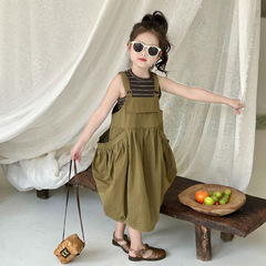 2024 new summer children's clothing Korean style children's clothing Girls heavy industry style suspender skirts Korean style children's summer skirts