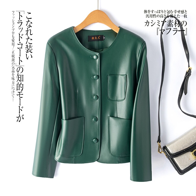 2026 Spring and Autumn New Haining Short Leather Jacket for Women, Slim Fit, Slimming, Biker Style, Plus Size Leather Coat 2026 Spring and Autumn New Haining Short Leather Jacket for Women, Slim Fit, Slimming, Biker Style, Plus Size Leather Coat