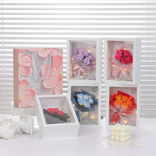 跨境摆件仿真花玫瑰香皂花相框花束配饰批发七夕情人节小礼品定制