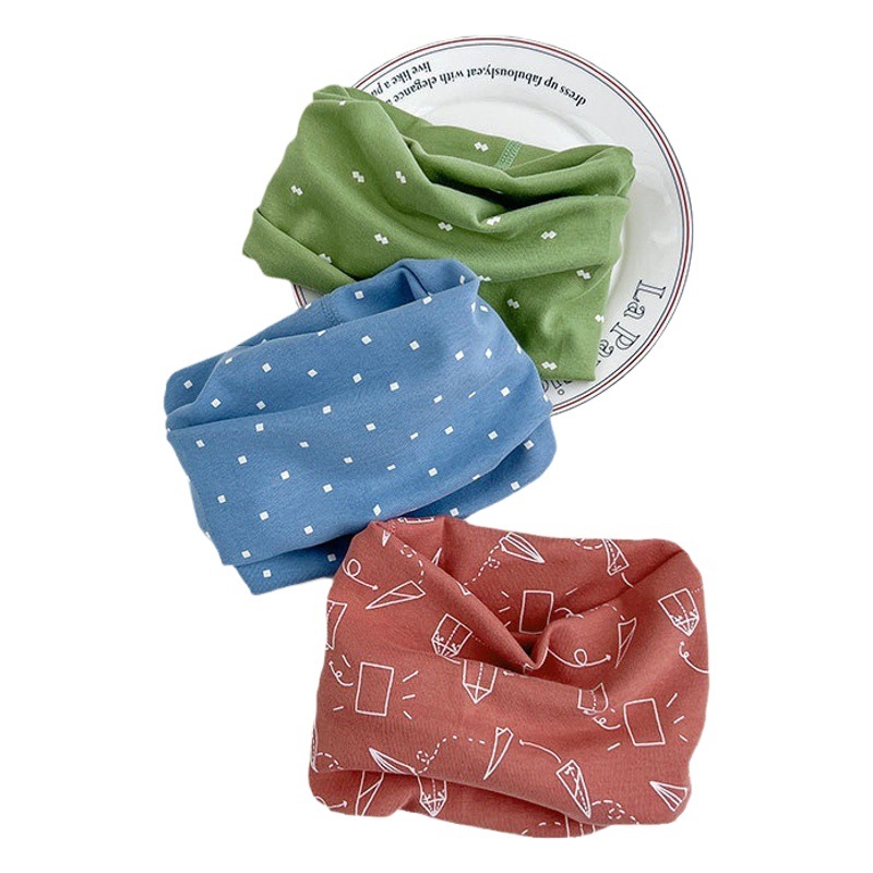 Seamless Pure Cotton Baby Neck Warmer Autumn and Winter Windproof and Warm Infant Versatile Cartoon Children's Scarf Neck Gaiter with Cute Print