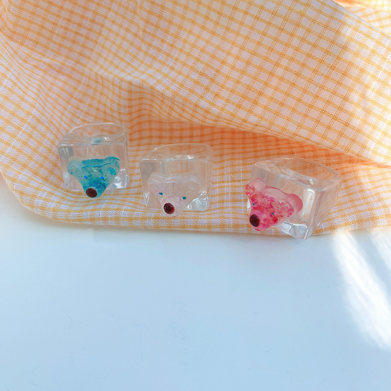 Cute bear jelly color widefaced acrylic ringpicture3