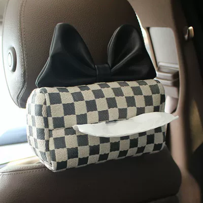 Practical In-Car Tissue Holder with – Car tissue box/set - shepherds-plaid-black-bow