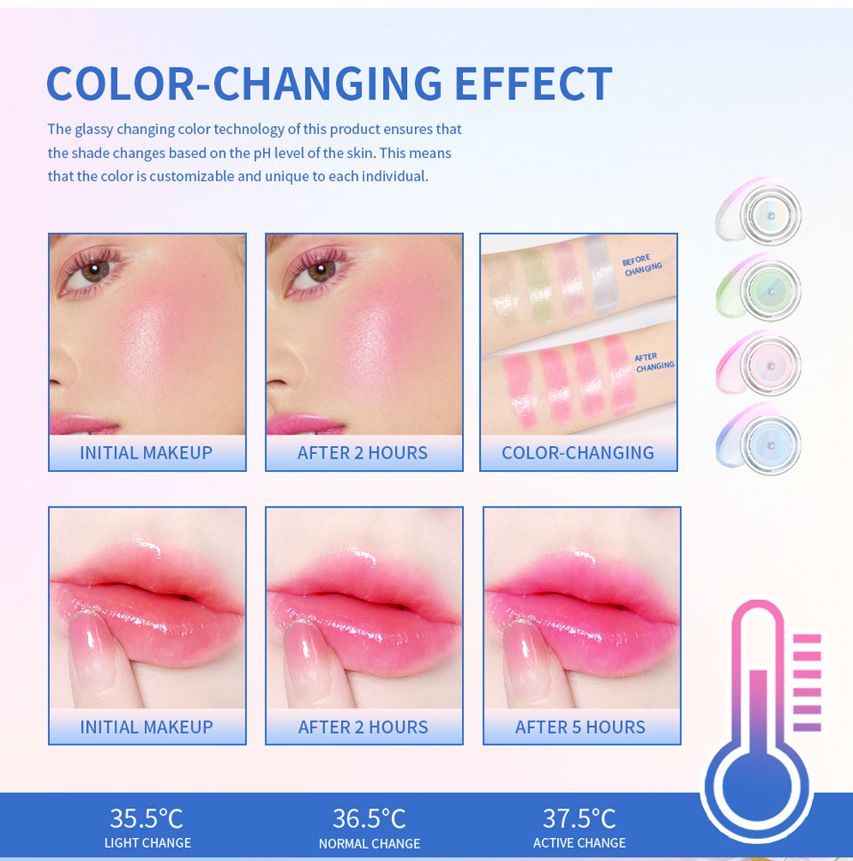 ibcccndc Thermochromic Blush Transparent Color-changing Gel High-Gloss Blush Cream Natural Nude Blush Blush undefined