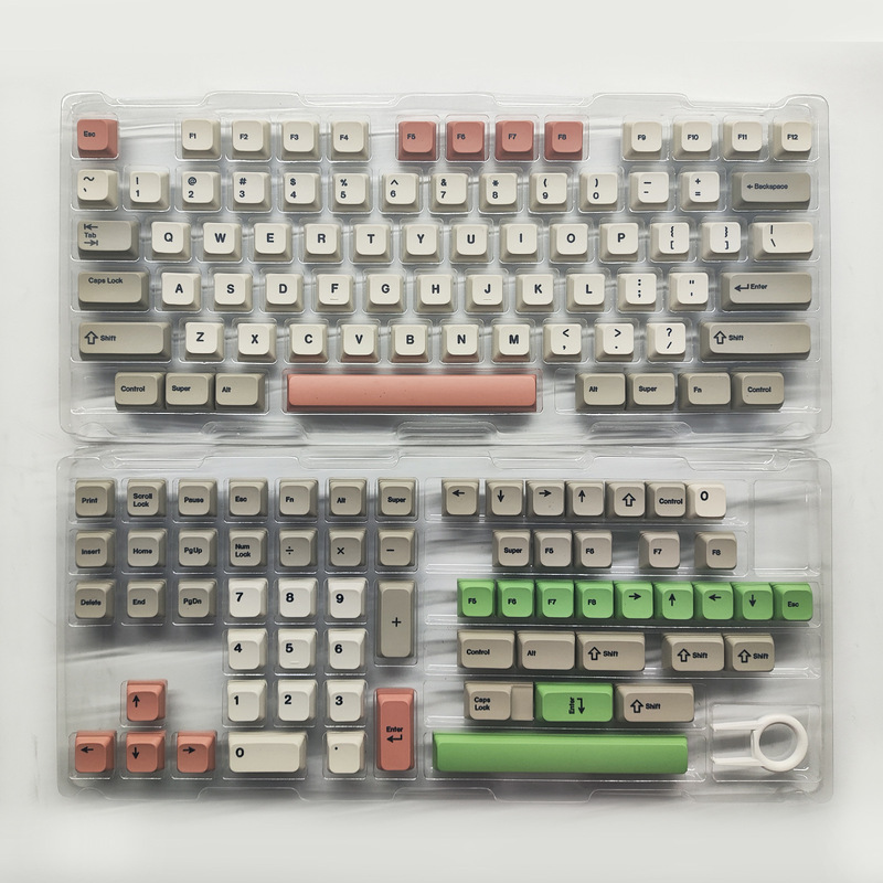 9009 Retro Style Xda Keycap Japanese and Korean Russian Thai Phonetic Pbt Sublimation Mechanical Keyboard 128 Small Complete Set