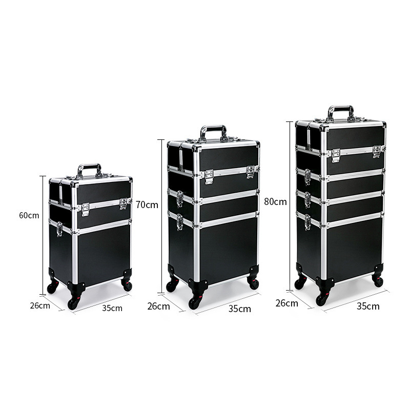 Inventario profesional de maquillaje de talón de manicura varilla de tracción maquillaje caja de gran capacidad conveniente caja de herramientas de bordado de rueda universal almacenamiento