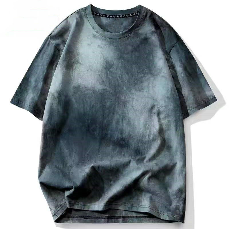 Verano de moda ins hombres Hong Kong estilo tie-dyed más tamaño camiseta de los hombres retro de moda personalizada suelta adelgazamiento manga corta Camiseta hombres