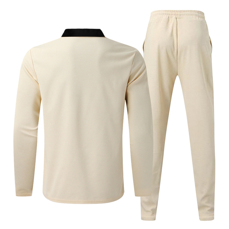 Herren Waffelstrick Zweiteiler Langarm Freizeit Set Für Herbst_voghion.com