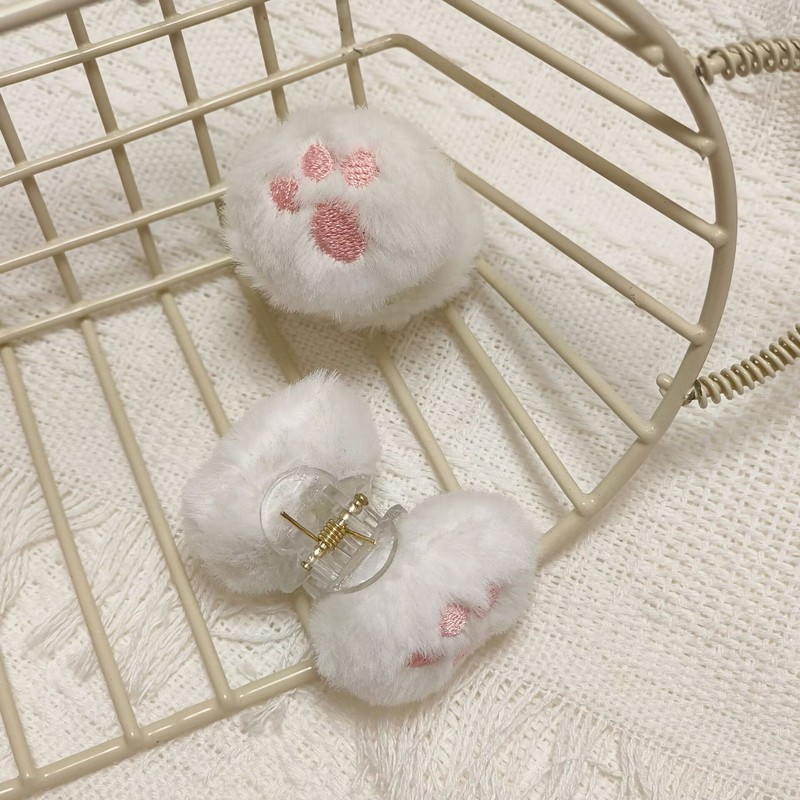 冬季新款可爱毛绒猫爪抓夹甜美百搭女孩风刘海夹宅萌发卡头饰批发|undefined