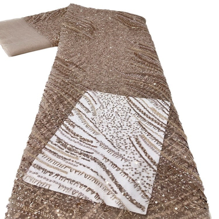 Comercio exterior transfronterizo burbuja de cuentas bordado tela bordada tubo de cuentas alta fijación vestido de boda vestido de noche fabricantes de tela de moda