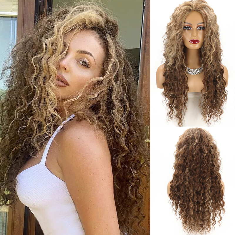 Cross-border wigs European and American ladies African curls long curls big wave chemical fiber wig headgear manufacturers supply wigs