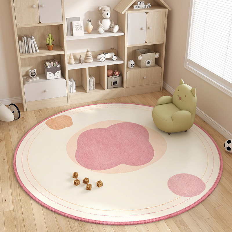Alfombra redonda fresca pequeña, habitación de niños, dormitorio, manta de cabecera, cojín para silla de computadora, alfombra de sala de estar resistente a la suciedad y fácil de cuidar