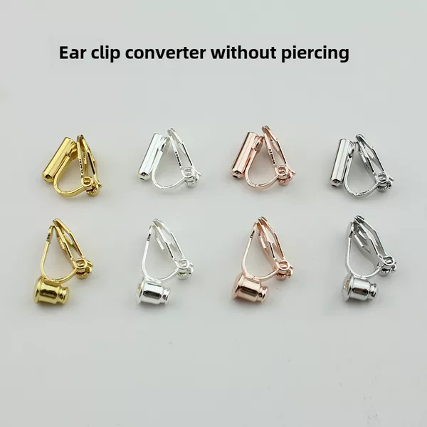 No Ear Holes Ear Clip Converter Triangle Clip Earrings Ear Stud Ear Clip Jewelry Accessories Copper Gold Plated Earrings Anti-Pain Pad