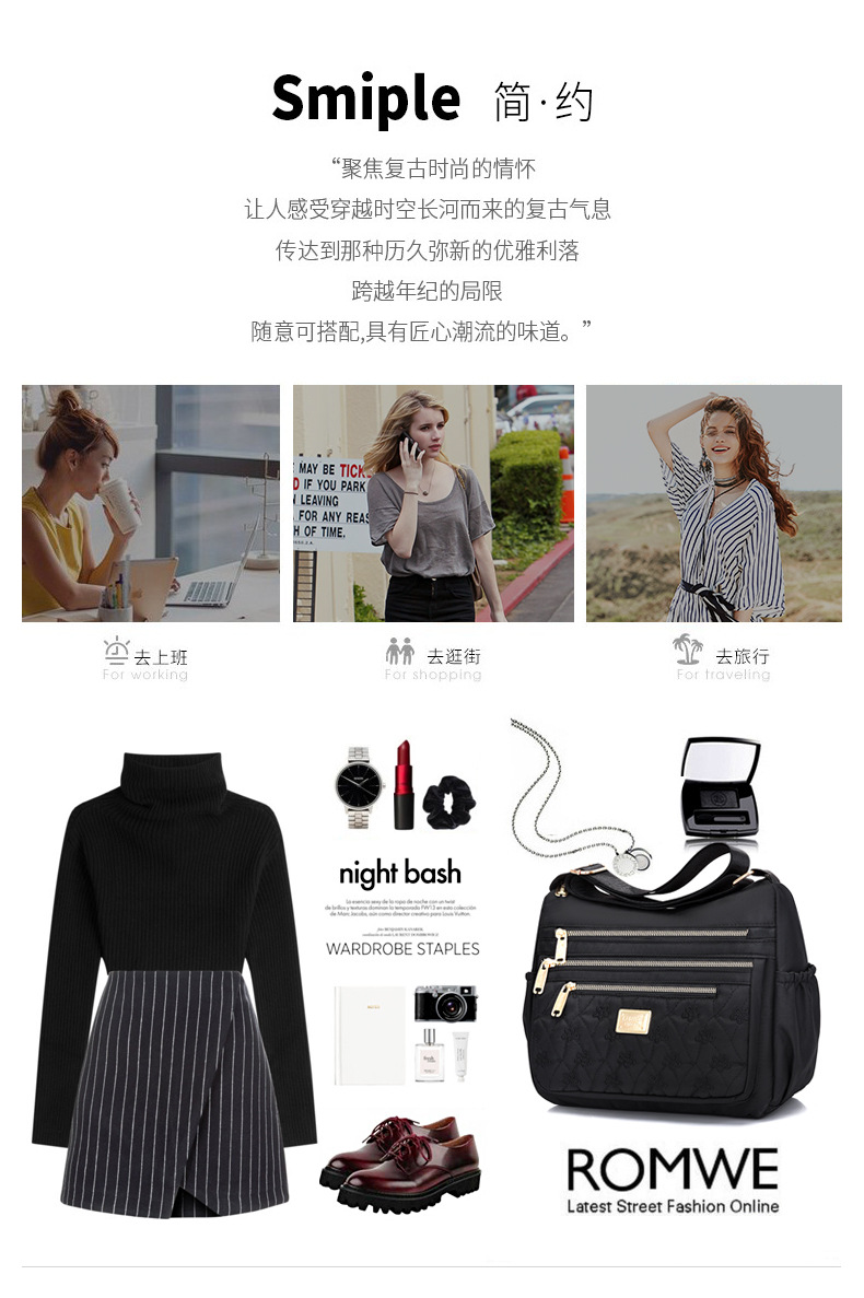 New women's crossbody bag, nylon embroidered shoulder bag, large-capacity multi-layer simple middle-aged mom bag undefined