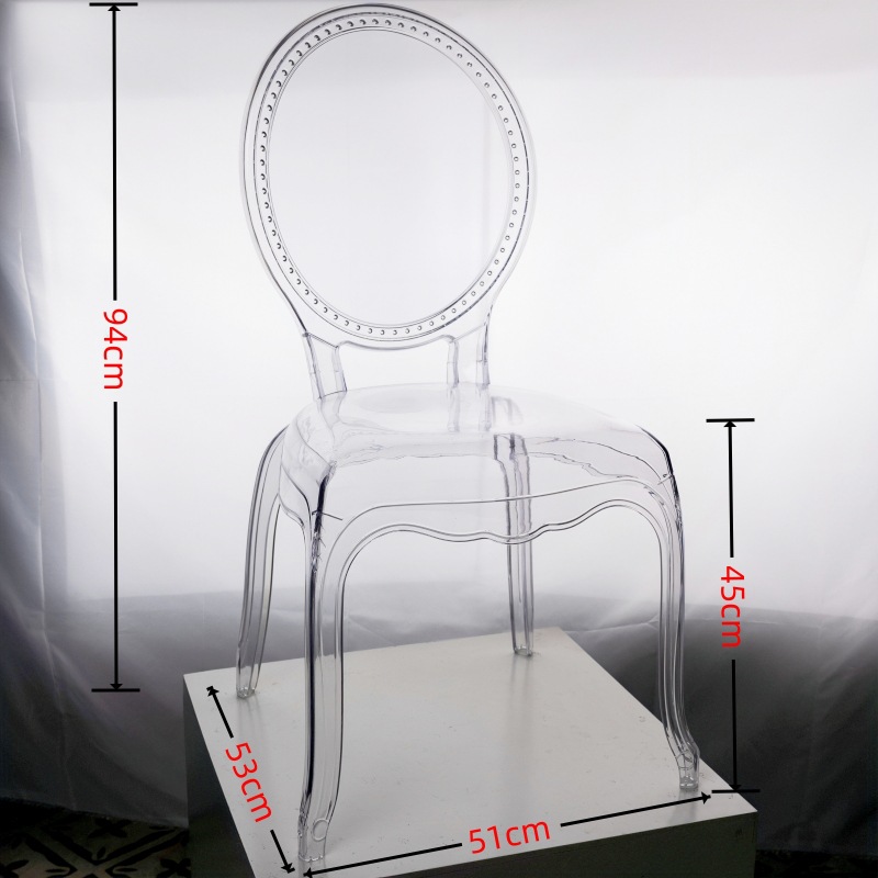 Silla acrílica de comercio exterior, silla transparente de palacio, silla con respaldo, mesa y silla simples, silla para banquete de hotel, auditorio, boda