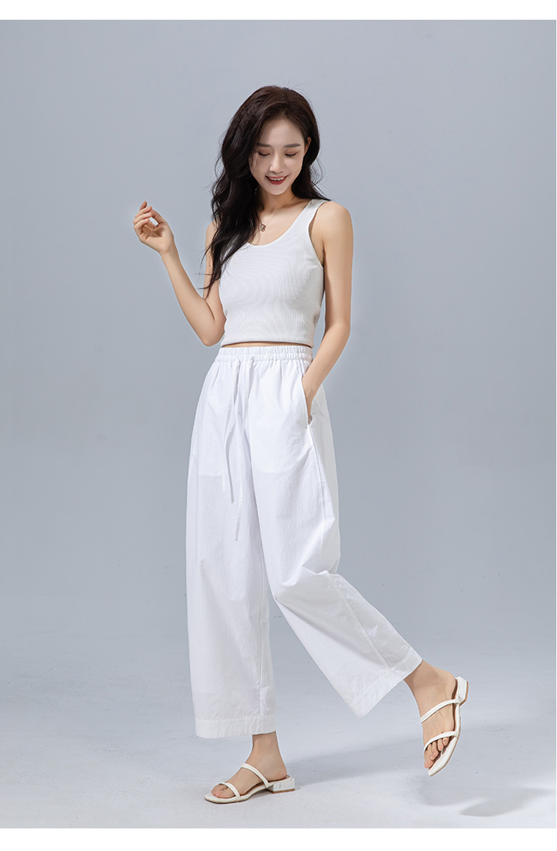 Quần culottes nữ ống rộng cạp thun dây rút, dáng suông rộng, dài 9 phần, chất cotton mềm mại — Ben trắng chi tiết 22