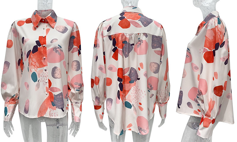Dames blouse met abstracte print casual vest met knoopsluiting_voghion.com