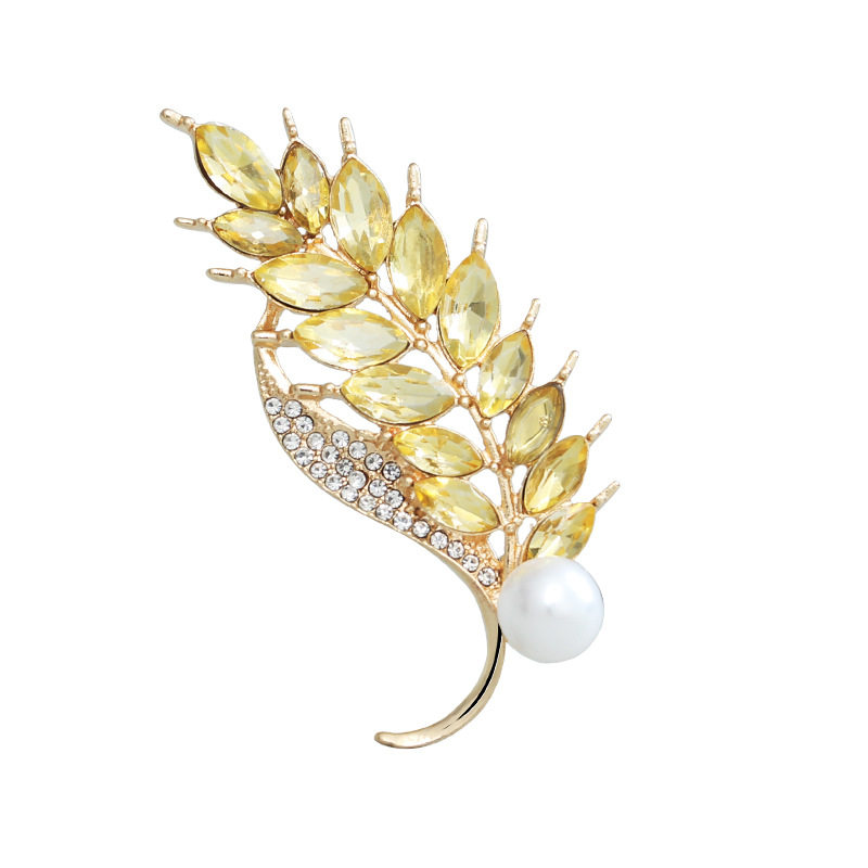 Brooch high end women's luxury wheat ear exquisite design niche suit accessories wholesale anti exposure pin buckle brooch_voghion.com