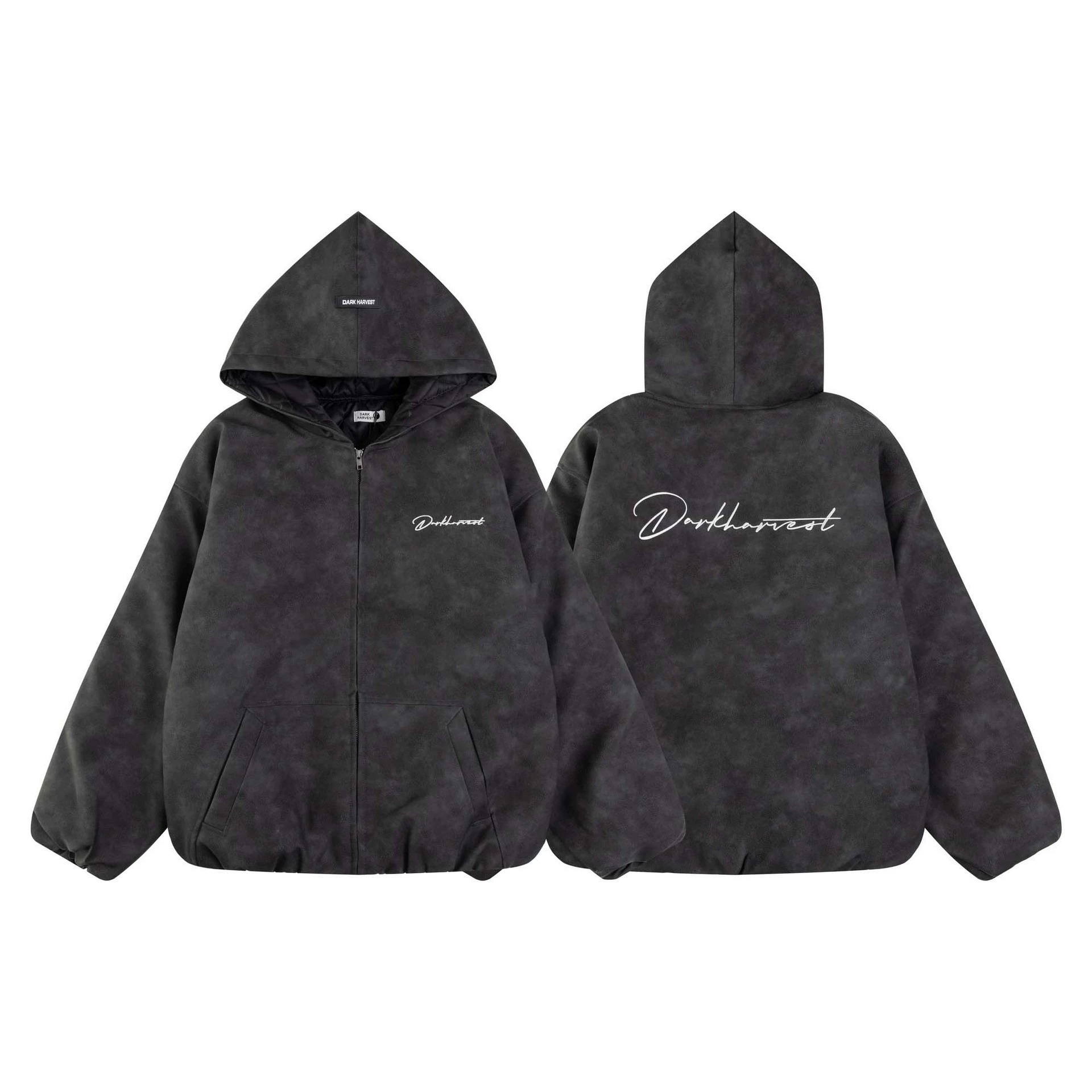 Polyurethane hoody for men and women, jacket for leisure, American style, with embroidery, increased thickness, oversize