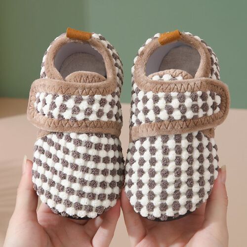 Preschool Indoor Shoes Autumn/Winter New Magic Tabbed Fluffy Shoes Home Floor Cooling Insulation Silent Early Education Anti-Slip