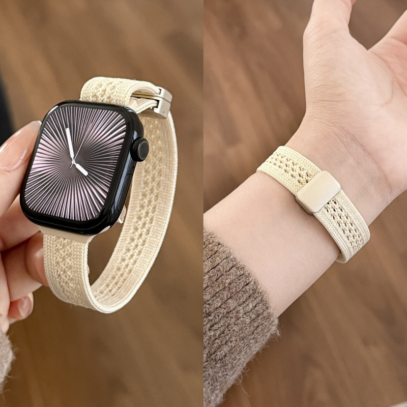 Hollow knitted nylon strap suitable for Apple S10 watch, S11 iWatch 9, new Apple Watch 876SE