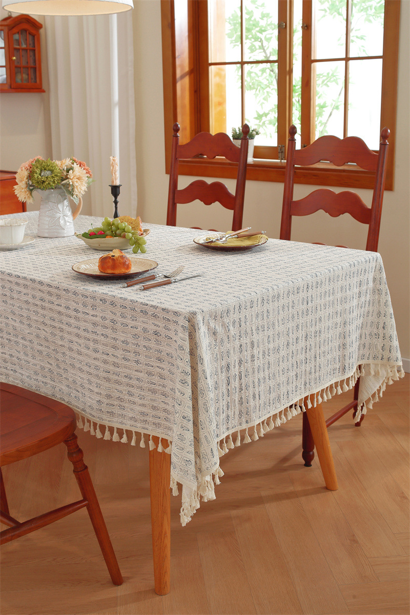 Toalha de mesa retangular em algodão jacquard estilo floral_voghion.com