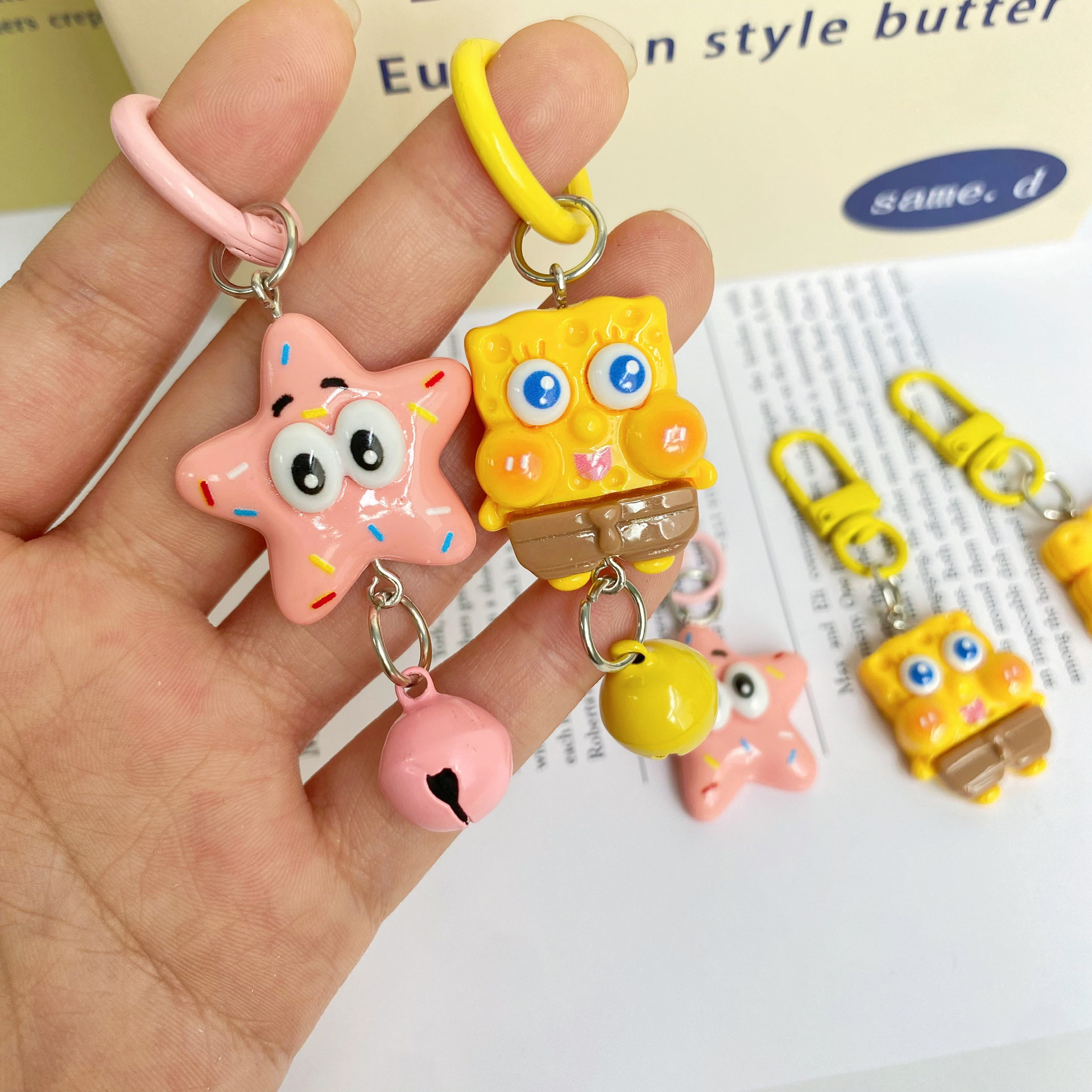 Gran nuevo llavero de Bob Esponja de dibujos animados lindo colgante de estrella grande mochila escolar de estudiante accesorios colgantes de bebé