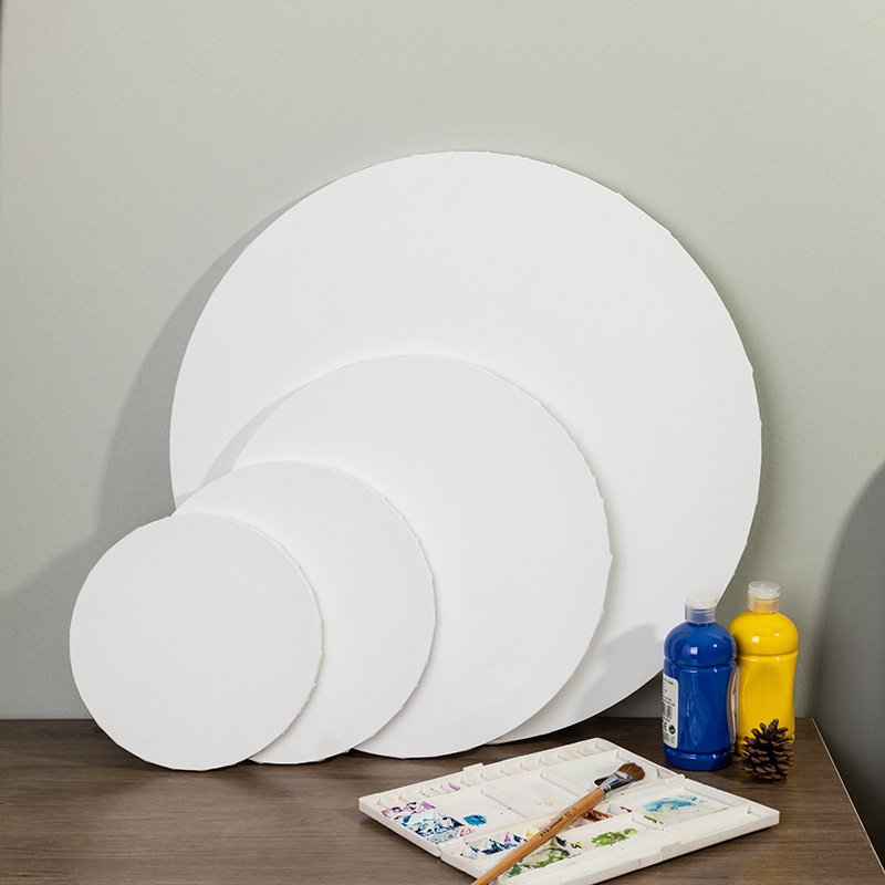 Round Oil Painting Frame Manufacturer Wholesale Pure Cotton Canvas Acrylic Painting Board Easel Linen Hand-Painted Special Large Frame Thickened Version