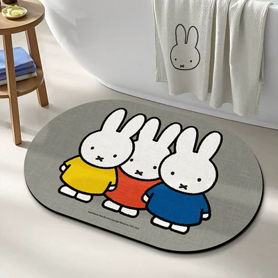 Cartoon Miffy Rabbit Oval, Avtomobil döşəmə paspasları - photo-with-miffy-4060cm-new-diatom-mud