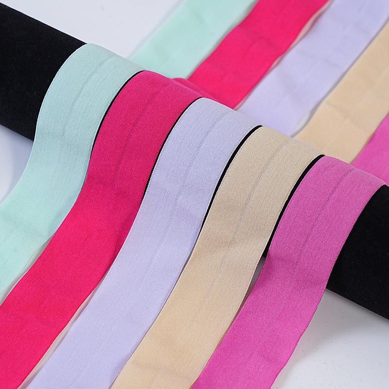 内衣服装锦纶对折弹力橡筋包边条2.5CM绒面松紧包边带皮筋