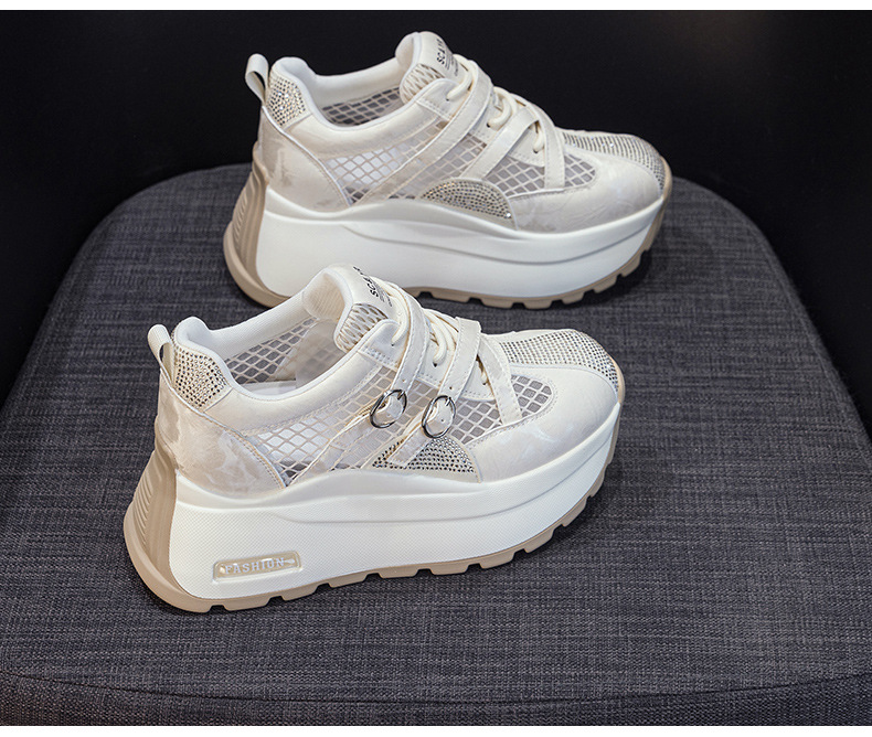 Giày sneaker nữ đế dày phong cách Hàn Quốc, gót 8 cm, form cổ điển — Vàng 5072, Be 5072 chi tiết 14