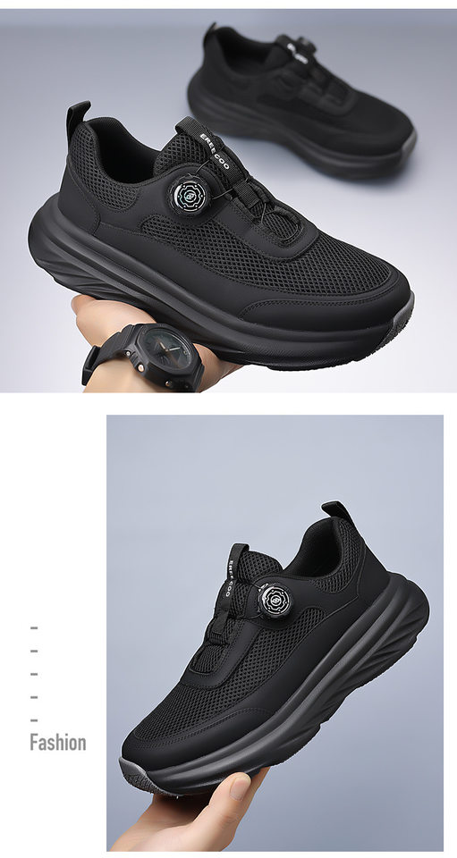 Giày thể thao nam sneaker đế dày thoáng khí mặt lưới mũi tròn — Màu trắng, màu đen chi tiết 26